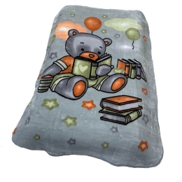 Κουβέρτα Βρεφική Βελουτέ Studying Bear 38 Light Grey DimCol Κούνιας 110x140cm Πολυέστερ