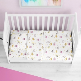 Σεντόνι Βρεφικό Sweet Dreams Με Λάστιχο 553 White-Pink DimCol Κούνιας 70x155cm 100% Βαμβάκι