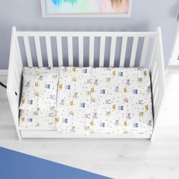 Σεντόνι Βρεφικό Sweet Dreams Με Λάστιχο 554 White-Sky Blue DimCol Κούνιας 70x155cm 100% Βαμβάκι