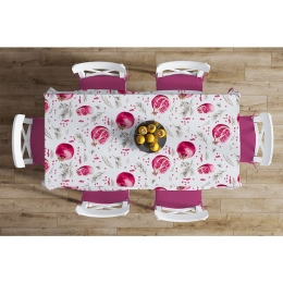 Καρέ Αλέκιαστο Pomegranate 458 White-Pink DimCol 90X90cm 90x90cm Βαμβάκι-Πολυέστερ