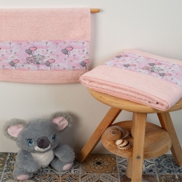 Πετσέτες Βρεφικές Elephant 27 (Σετ 2τμχ) Pink DimCol Σετ Πετσέτες 70x140cm 100% Βαμβάκι