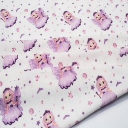 Πάνα Φανελένια Fairy 86 White-Lilac DimCol 80x80cm 100% Βαμβακερή Φανέλα