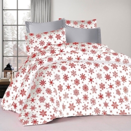 Παπλωματοθήκη Snowflake 462 White-Red DimCol Υπέρδιπλo 220x240cm Cotton-Polyester