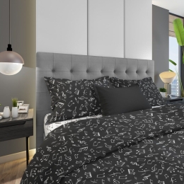 Παπλωματοθήκη Πεντάγραμμο 444 Black-White DimCol Υπέρδιπλο 220x240cm Βαμβάκι-Πολυέστερ