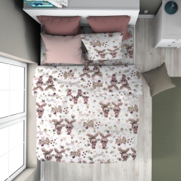 Παπλωματοθήκη Παιδική Bunnies 30 White-Coral DimCol Μονό 160x240cm 100% Βαμβακερή Φανέλα