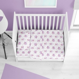 Σεντόνια Βρεφικά Fairy 86 (Σετ 3τμχ) White-Lilac DimCol Κούνιας 100% Βαμβακερή Φανέλα