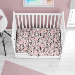 Σεντόνια Βρεφικά Panda Bear 97 (Σετ 3τμχ) Pink DimCol Κούνιας 100% Βαμβακερή Φανέλα
