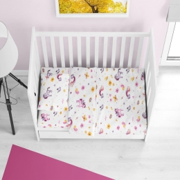 Σεντόνια Βρεφικά Unicorn 105 (Σετ 3τμχ) White DimCol Κούνιας 100% Βαμβακερή Φανέλα