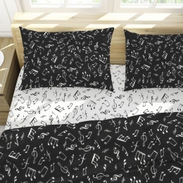 Σεντόνια Πεντάγραμμο 444 (Σετ 3τμχ) Black-White DimCol Μονό 160x240cm Βαμβάκι-Πολυέστερ