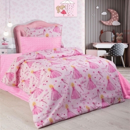 Σεντόνια Παιδικά Princess 392 (Σετ 3τμχ) Pink DimCol Μονό 160x240cm Βαμβάκι-Πολυέστερ