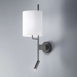 Φωτιστικό Τοίχου - Απλίκα 6850 N 1XE27 40W & 3W Led Φ18cm 63cm Black-White Perenz Μέταλλο,Ύφασμα