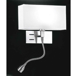 Φωτιστικό Τοίχου - Απλίκα 5882 CR SX Δεξί 1XE14 40W 36x46cm Silver Με Αμπαζούρ White Perenz Μέταλλο,Ύφασμα