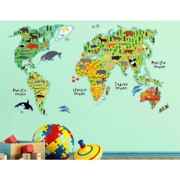 Αυτοκόλλητα Τοίχου Βινυλίου World Map 18301 67Χ47Cm Ango