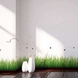 Αυτοκόλλητες Μπορντούρες Βινυλίου Grass & Ladybugs 53004 198x30cm Green Ango Βινύλιο