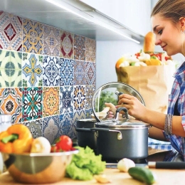 Αυτοκόλλητο Κάλυμμα Προστασίας Τοίχου Azulejos L 67202 65x47x0,05cm Multi Ango Pet