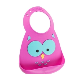 Σαλιάρα Σιλικόνης Owl Pink Make My Day Σιλικόνη