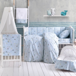 Σεντόνια Βρεφικά (Σετ 3τμχ) Fouska Blue Ρυθμός Κούνιας 120x160cm 100% Βαμβάκι