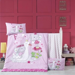 Πάπλωμα Βρεφικό White Swan Pink Ρυθμός 95x145cm 100% Βαμβάκι