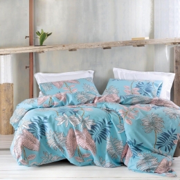 Πάπλωμα Solange (Σετ 3τμχ) Turquoise Ρυθμός Ημίδιπλο 160x240cm Βαμβάκι-Πολυέστερ