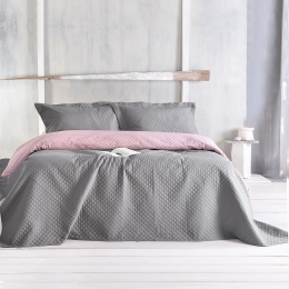 Κουβερλί Κάρμα (Σετ 2τμχ) Grey-Powder Ρυθμός Μονό 160x240cm Microfiber