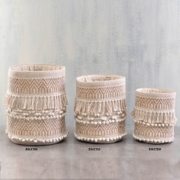 Καλάθι Kente 25X25 Natural Ρυθμός Βαμβάκι-Πολυέστερ