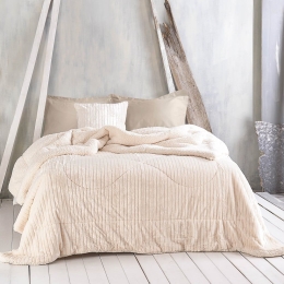 Κουβερτοπάπλωμα Shabby Ecru Ρυθμός Υπέρδιπλο 220x240cm Flannel.Sherpa