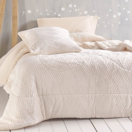 Κουβερτοπάπλωμα Lotus Ecru Ρυθμός Ημίδιπλο 160x220cm Flannel.Sherpa