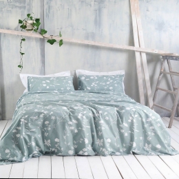 Κουβερλί Everly (Σετ 3τμχ) Blue Ρυθμός Υπέρδιπλo 220x240cm 100% Βαμβάκι