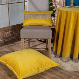 Μαξιλαροθήκη Διακοσμητική Δαπέδου Velvet 14 Yellow Teoran 65Χ65 Βαμβάκι-Ακρυλικό