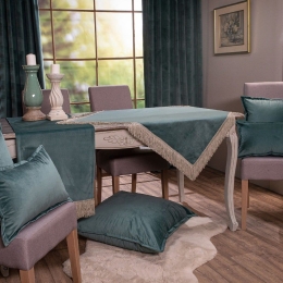 Καρέ Velvet 15 Pine Green Teoran 90X90cm Βαμβάκι-Ακρυλικό