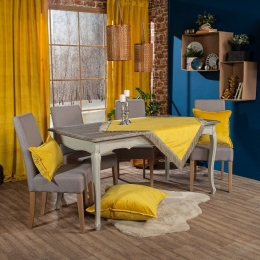 Καρέ Velvet 14 Yellow Teoran 90X90cm Βαμβάκι-Ακρυλικό