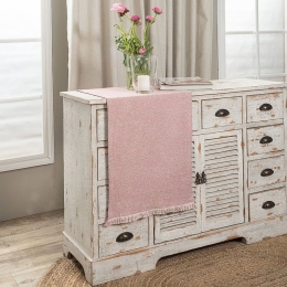 Τραβέρσα Avellino 06 Pink Teoran 45X180 Βαμβάκι-Πολυέστερ