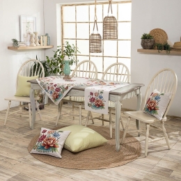 Καρέ Με Τραβέρσα Estella (Σετ 2τμχ) Multi Teoran 100X100cm Βαμβάκι-Πολυέστερ