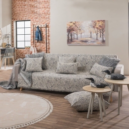 Ριχτάρι Montana 07 Dark Grey Teoran Τριθέσιο 180x300cm Ακρυλικό,Βαμβάκι, Polyester