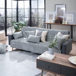Ριχτάρι Brooklin 11 Grey Teoran Τριθέσιο Ακρυλικό,Βαμβάκι, Polyester