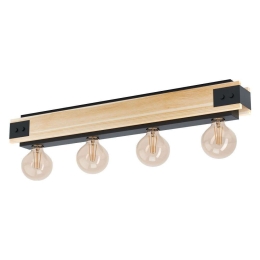 Φωτιστικό Οροφής-Πλαφονιέρα 'Layham' 43466 Black-Brown Eglo Μέταλλο,Ξύλο