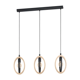 Φωτιστικό Οροφής-Ράγα 'Basildon' 43462 Black-Brown Eglo Μέταλλο,Ξύλο