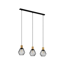 Φωτιστικό Οροφής-Ράγα 'Palmorla' 43378 Black-Brown Eglo Μέταλλο,Ξύλο