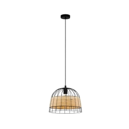 Φωτιστικό Οροφής Ø370 'Anwick' 43311 Natural-Black Eglo Rattan, Μέταλλο