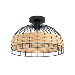 Φωτιστικό Οροφής-Πλαφονιέρα 'Anwick' 43398 Natural-Black Eglo Rattan, Μέταλλο