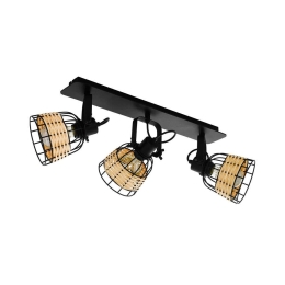 Φωτιστικό Οροφής-Σποτ 'Anwick 1' 43326 Natural-Black Eglo Rattan, Μέταλλο