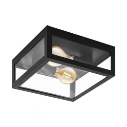 Φωτιστικό Οροφής-Πλαφονιέρα Amezola 99122 Black-Clear Eglo Μέταλλο,Γυαλί