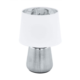 Φωτιστικό Επιτραπέζιο Manalba 1 99329 Silver-White Eglo Κεραμικό,Ύφασμα