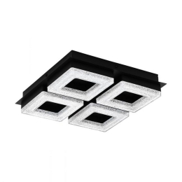Φωτιστικό Οροφής-Πλαφονιέρα Led Fradelo 1 99326 Black-Clear Eglo Κρύσταλλο,Μέταλλο
