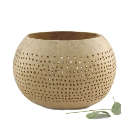 Διακοσμητικό Μπωλ Καρύδας EI1364 13x10cm Cream Ξύλο