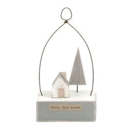 Κρεμαστό Διακοσμητικό EI4406 5,5x4x15cm Grey-White Ξύλο
