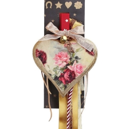 Γούρι Κρεμαστό Καρδιά Vintage Retro Roses LU22017D 33cm Multi