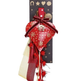 Γούρι Κρεμαστό Καρδιά Πέταλο LU21120B 30cm Red-Gold