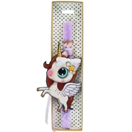Λαμπάδα Μονόκερος Wings LA23039C 30cm Lilac-Multi