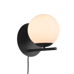 Φωτιστικό Τοίχου - Απλίκα Pure 202000132 1xE14 28W 20,6cm Black-White Trio Lighting Μέταλλο,Γυαλί